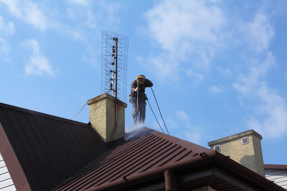 Professional roof washing.